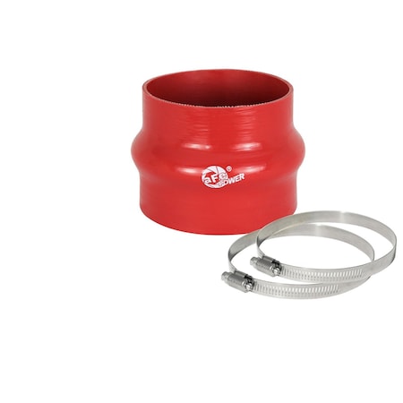 Afe Reducer, 3.75 Inch to 3.5 Inch Inside Diameter, 3 Inch L, With Hump, Red, Silicone, With 2 Worm G 59-00061